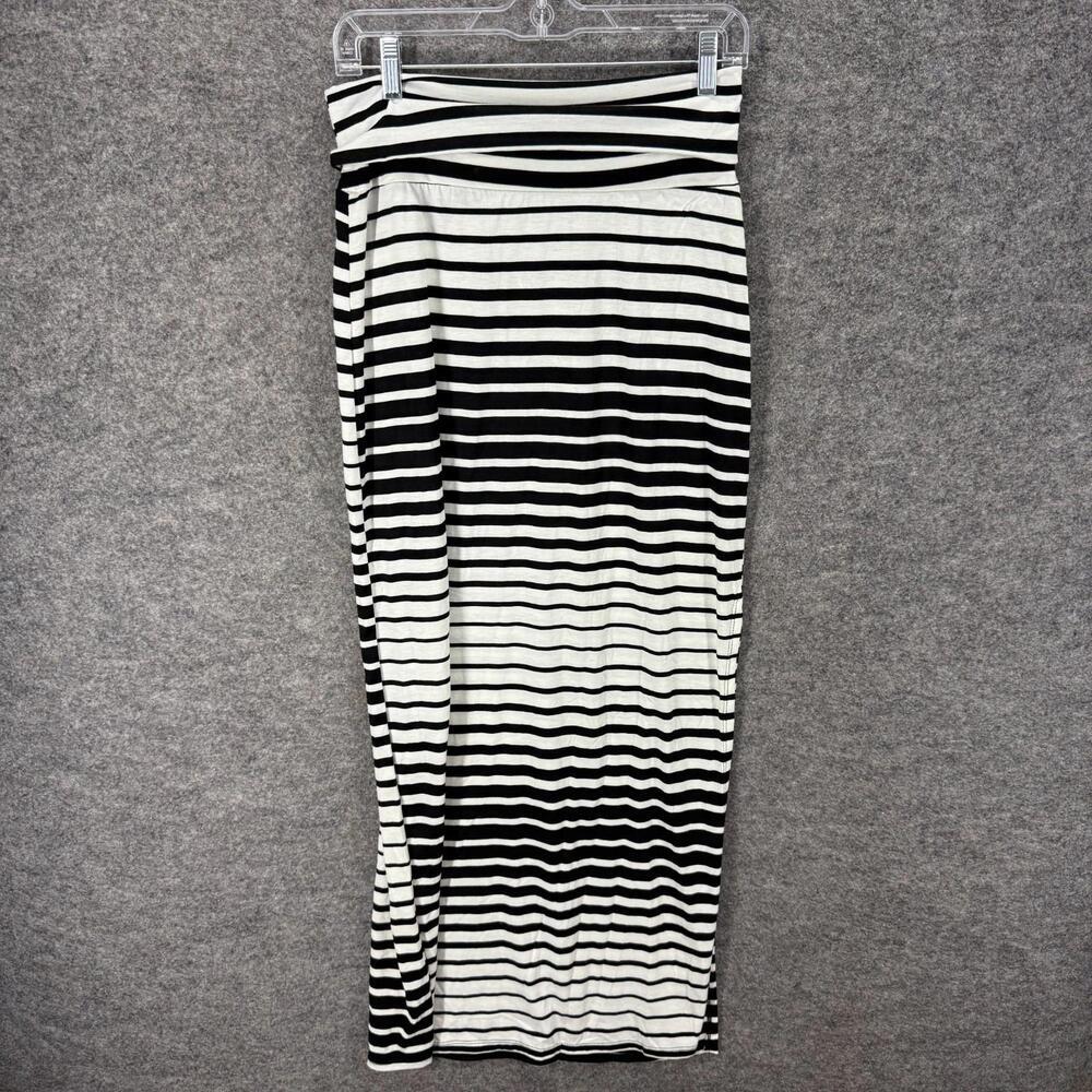 New Green Envelope Skirt Women M Medium White Striped Maxi Long High Rise Rayon
